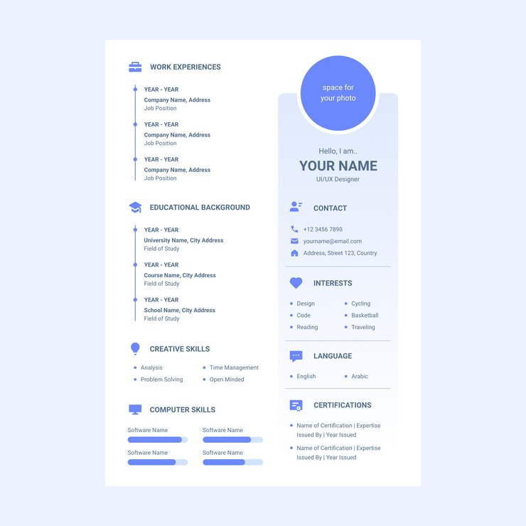 cv resume design template with icon included