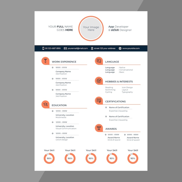 cv / resume design with line icons