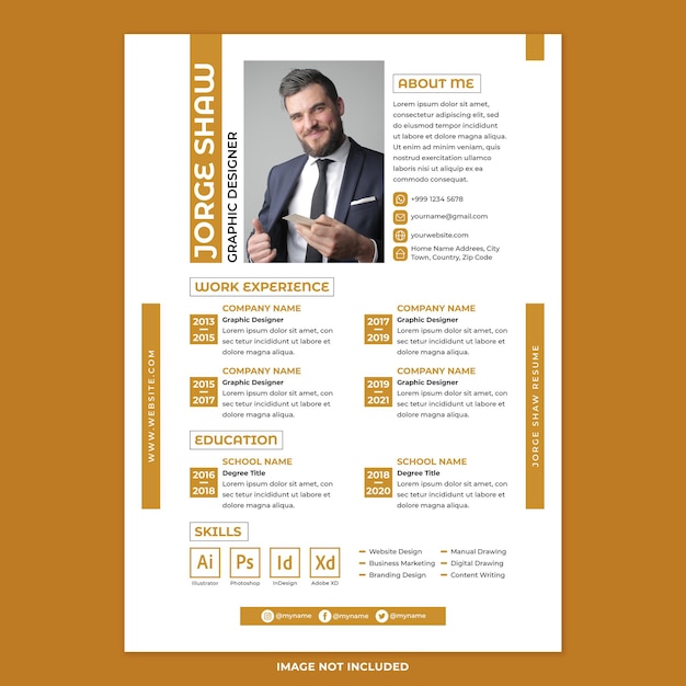 Modello di stampa curriculum cv in stile design piatto