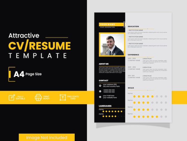 Cv or Resume Template with Print Ready