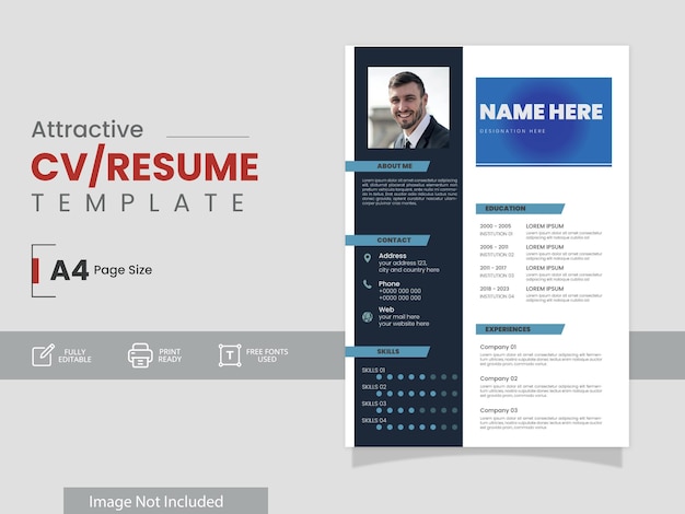 Cv or Resume Template with Print Ready