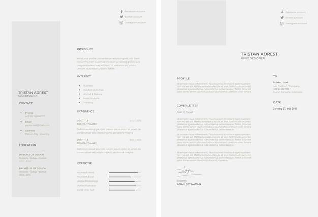 Vector cv-template bewerkbaar