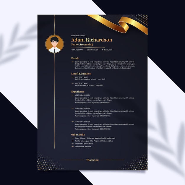 Vector cv template for investment