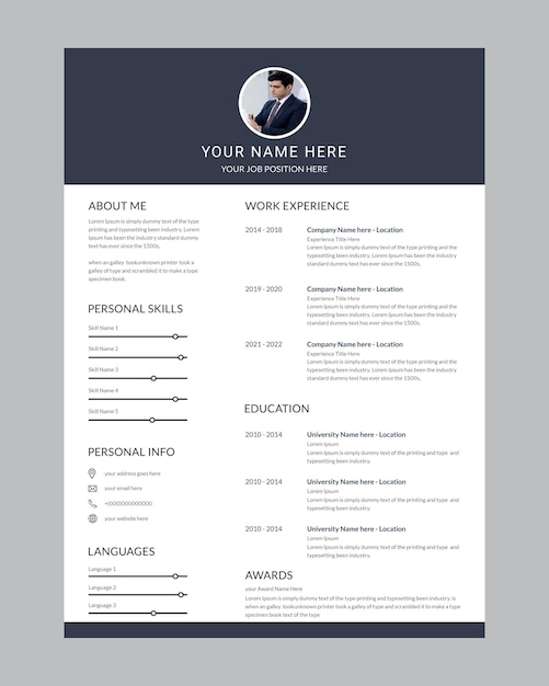 Cv template or modern resume and vector design a resume template for a job interview