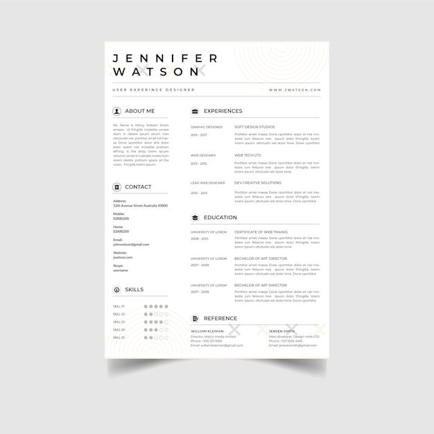 A cv that has the word watson on it