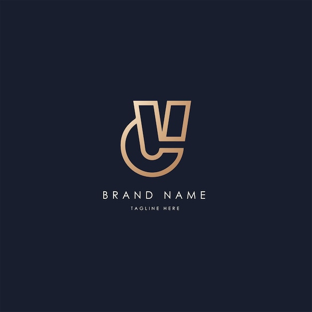 CV vector logo design vector image alphabetic luxury golden style