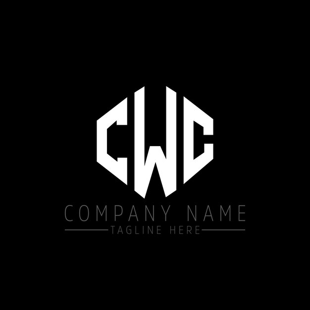 다각형 모양의 CWC 글자 로고 디자인, CWC 다각형 및 큐브 모양 로고 설계, CWC 육각형 터 로고 템플릿, 색과 검은색, CWC 모노그램, 비즈니스 및 부동산 로고