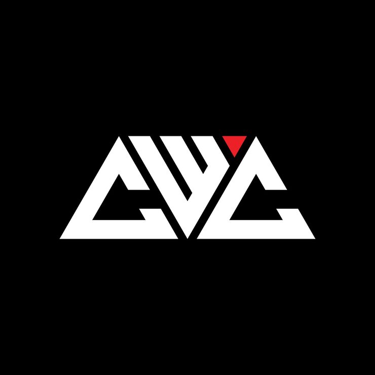 Vector 삼각형 모양의 cwc 삼각형 로고 디자인 모노그램 cwc 세각형 터 로고 템플릿과 빨간색 cwc 삼角형 로고 간단하고 우아하고 고급스러운 로고 cwc