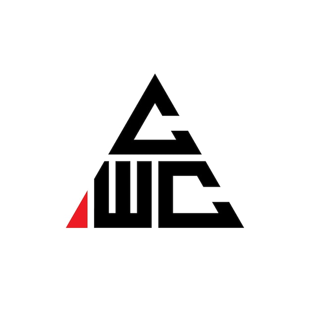 CWC 三角形標誌設計 (三角形形狀) CWC三角形標籤設計 (單字體) CWC三個角向量標誌模板 (紅色) CWC 三邊形標誌 簡單 優雅和奢的標誌