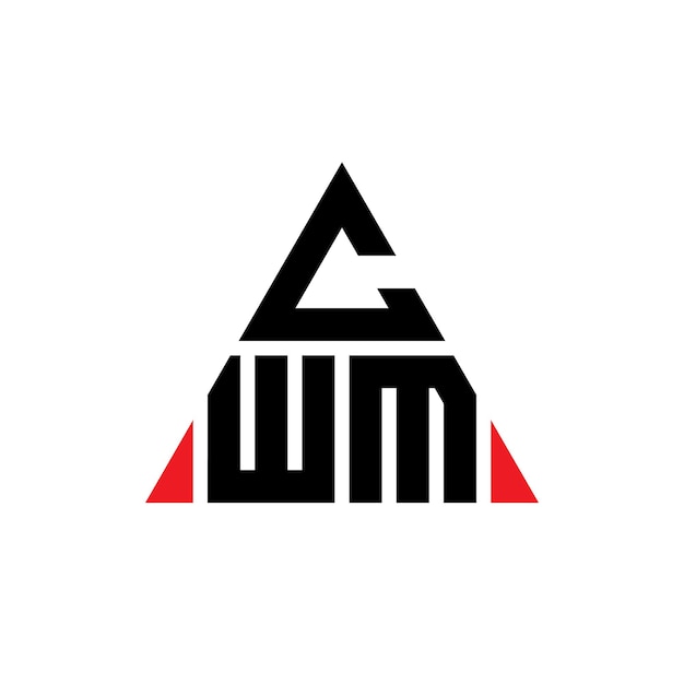 CWM 三角形標誌設計 (三角形形狀) CWM三角形標籤設計 (單字符) CWM三個角向量標誌模板 (紅色) CWM 三邊形標誌 簡單 優雅和奢的標誌