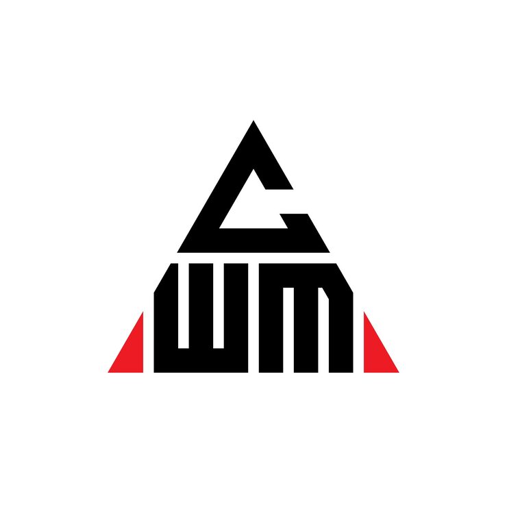 Vector cwm 三角形標誌設計 (三角形形狀) cwm三角形標籤設計 (單字符) cwm三個角向量標誌模板 (紅色) cwm 三邊形標誌 簡單 優雅和奢的標誌