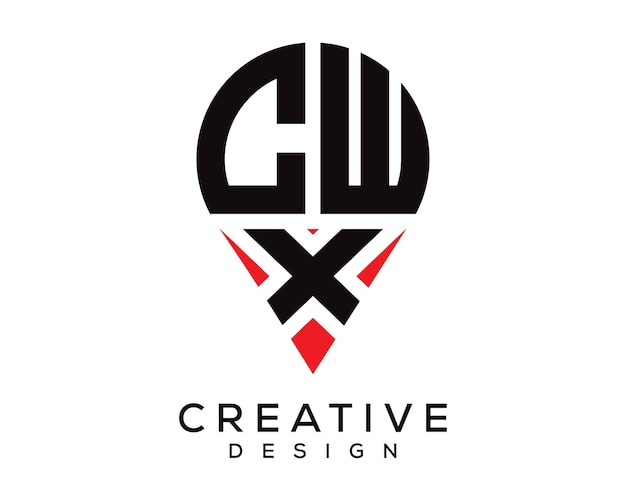 CWX letter location shape logo design