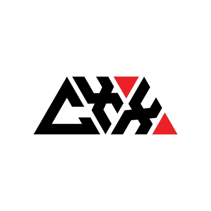 Vector cxx三角形字母标志设计与三角形形状 cxx三边形标志设计单字符 cxx三方向量标志模板与红色 cxx三邊形标志 简单 优雅和奢的cxx标志