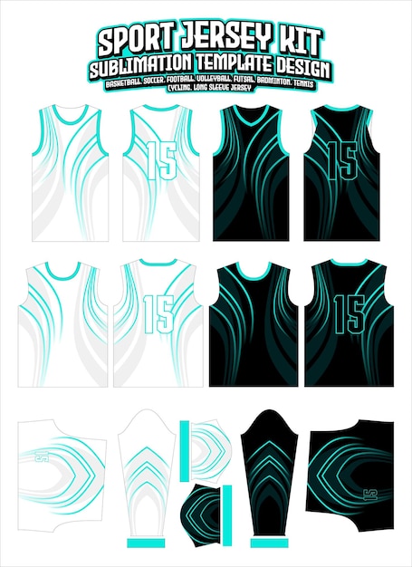 Vector cyan lines curves gradient jersey apparel sports wear print pattern