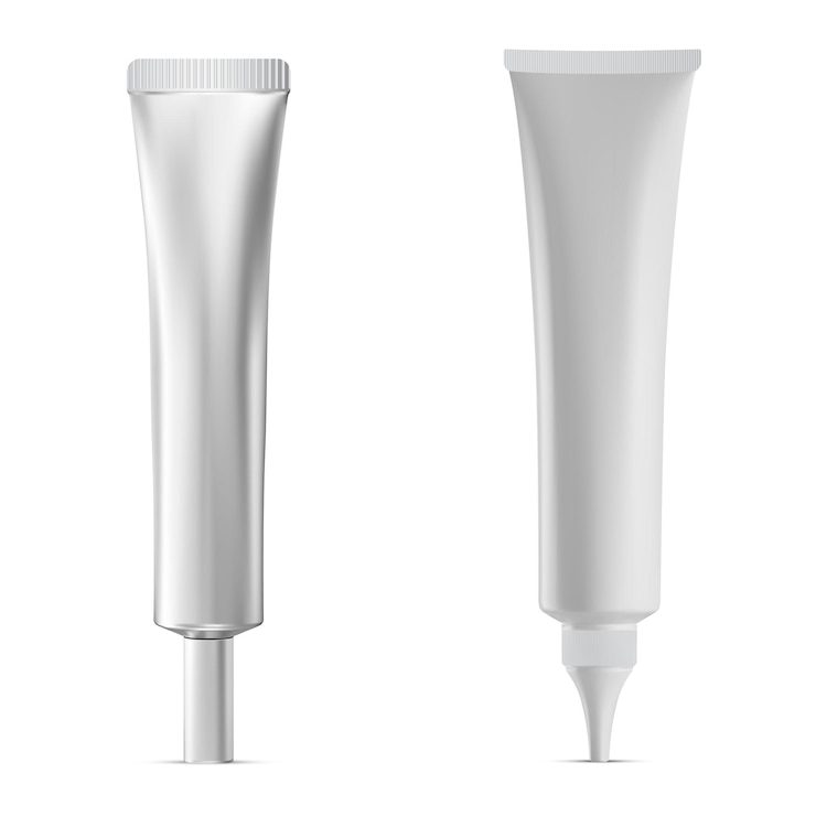 Vector cyanoacrylate super glue tube cosmetic ointment silver plastic tube hand cream packaging