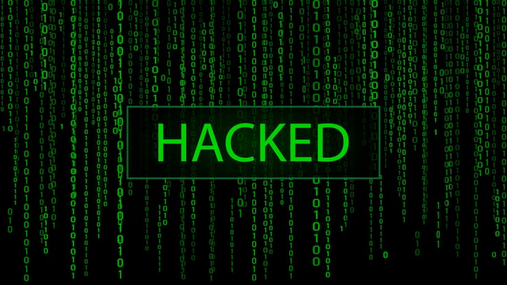Vector cyber attack hacked digital background green matrix binary computer code computer screen error templates