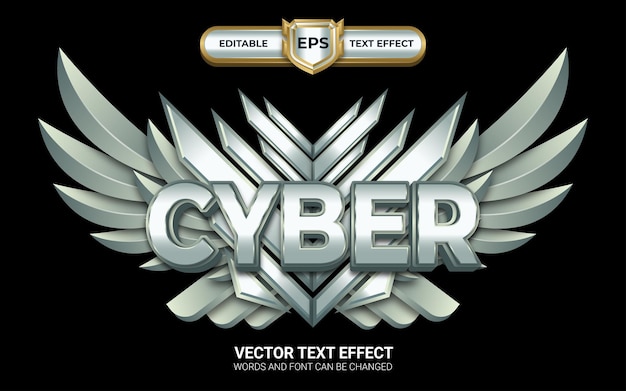 Cyber Badge with Editable Text Effect and Silver Style