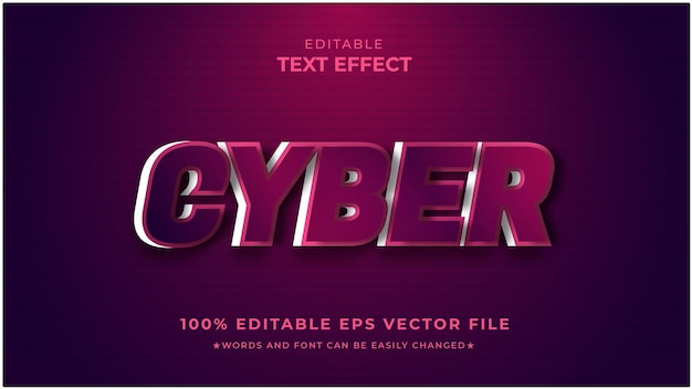 Cyber bewerkbare 3d-teksteffect premium vector