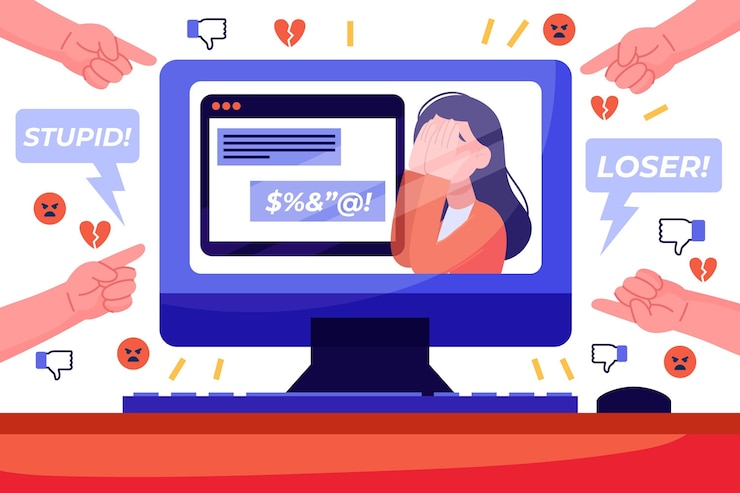 Vector cyber bullying illustrated