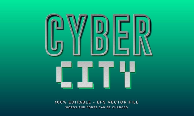 Cyber city 3d text effect with gradient light