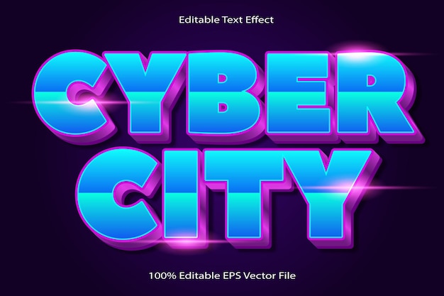 Vector cyber city editable text effect emboss cartoon gradient style