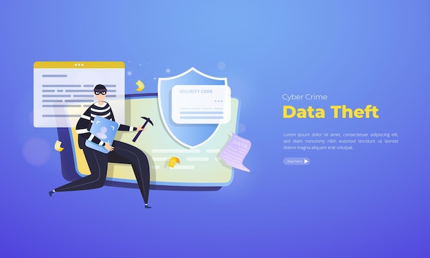 Cyber crime about data theft illustration concept