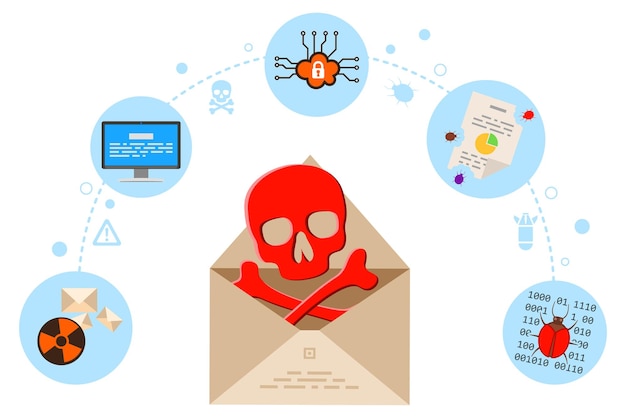 이메일 스팸으로 사이버 범죄 개념