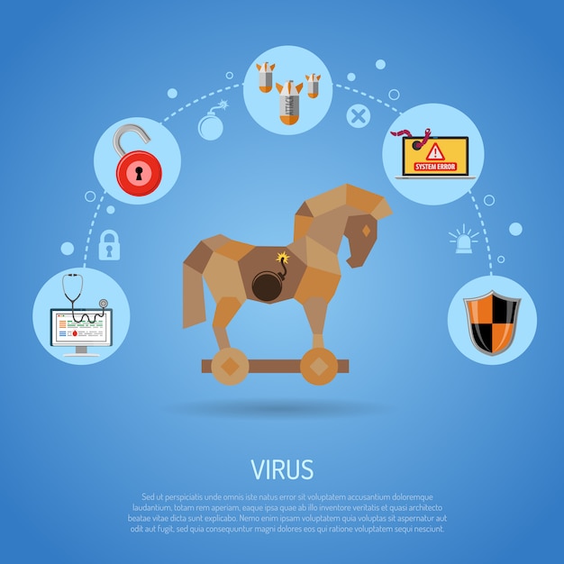 Vector cyber crime concept with virus