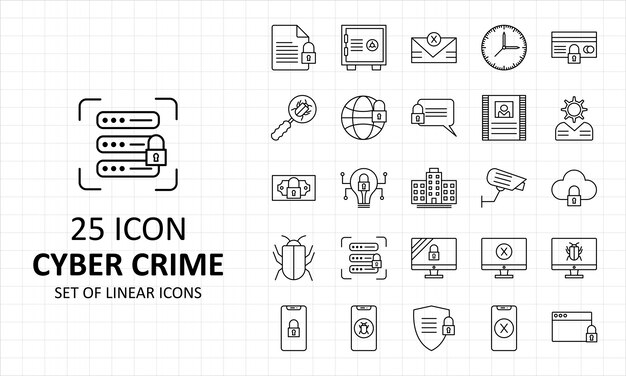  Cyber Crime Icons Sheet Pixel Perfect