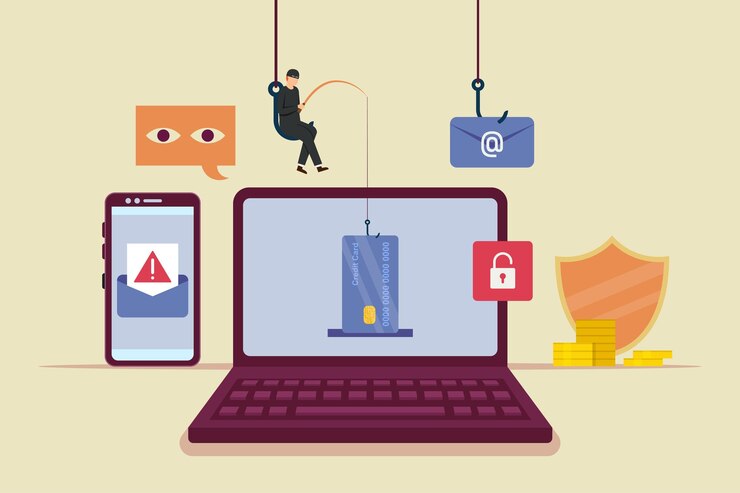 Vector cyber criminals phishing stealing private personal data