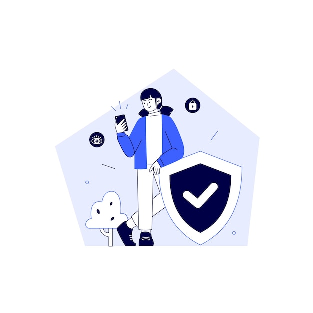 Vector cyber data security online concept illustration internet security or information privacy protection