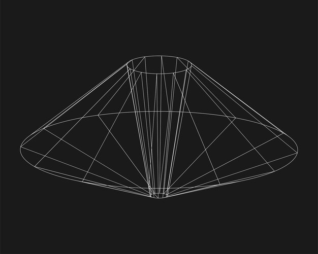 Кибер искаженная форма элемент ретро-панк-дизайна Wireframe волна геометрическая форма на черном фоне Векторная иллюстрация