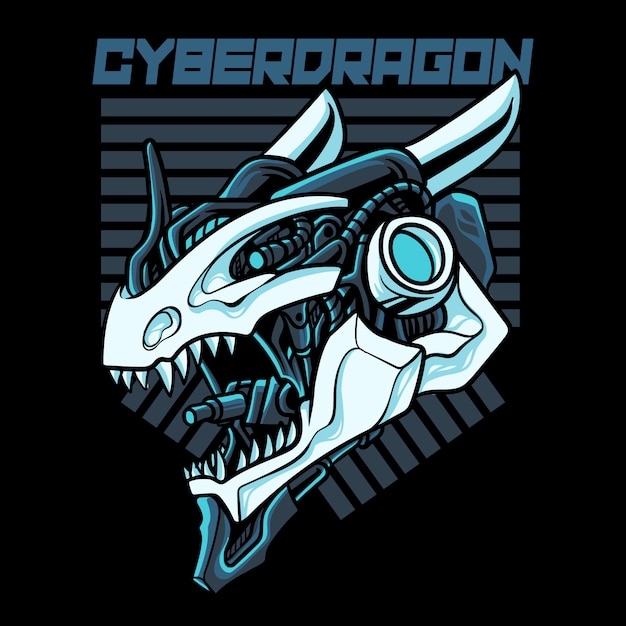 Cyber dragon head illustration