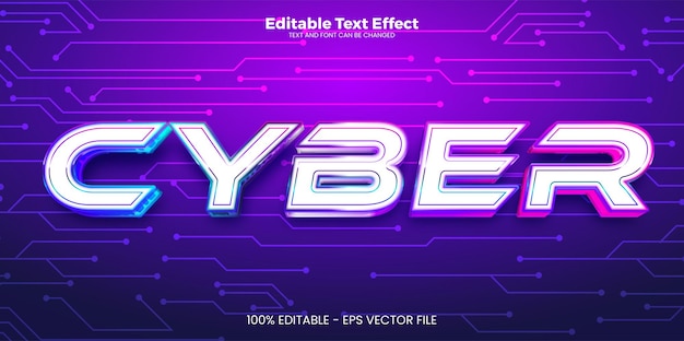 Vector cyber editable text effect in modern neon style