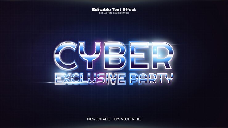 Vector cyber exclusive party editable text effect in modern trend style