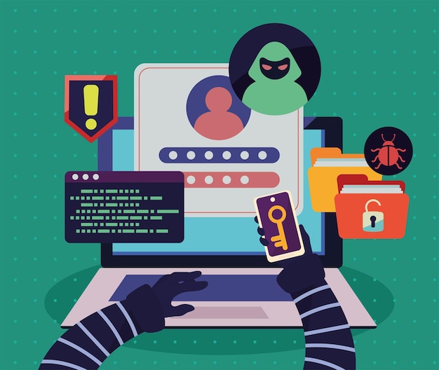 cyber fraud with hacker attacking