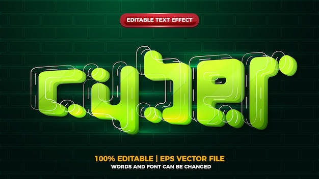 Vector cyber future glow 3d editbale text effect