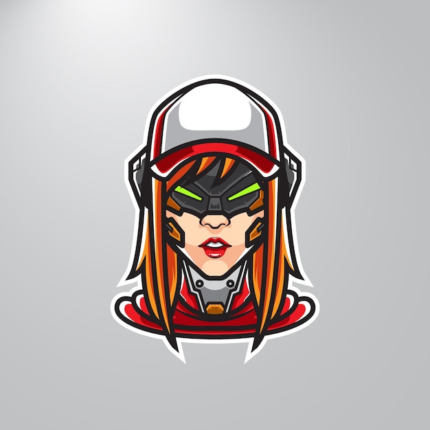 Cyber girl streamer mascot logo