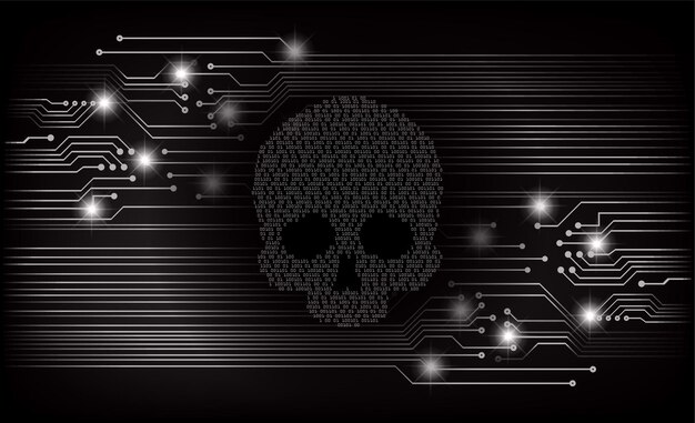 cyber hacker aanval achtergrond schedel vector