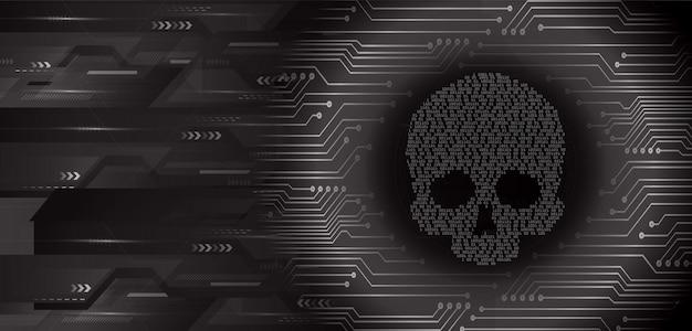 cyber hacker aanval achtergrond schedel vector