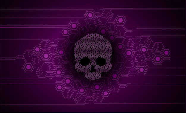 cyber hacker aanval achtergrond schedel vector