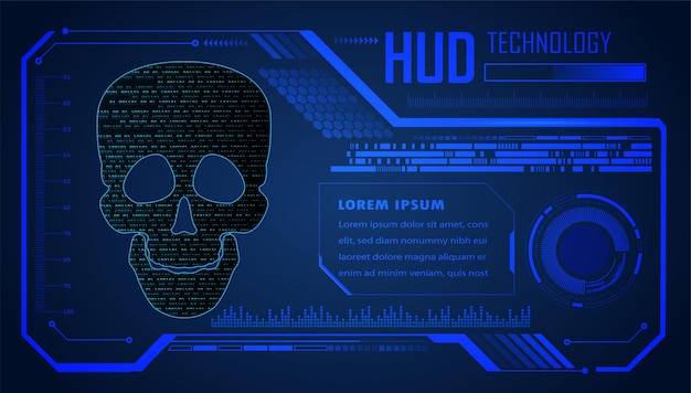 cyber hacker aanval achtergrond, schedel vector