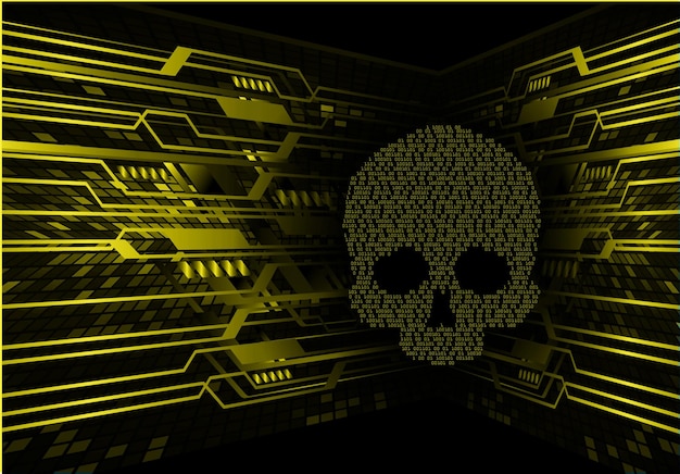 cyber hacker attack background skull vector