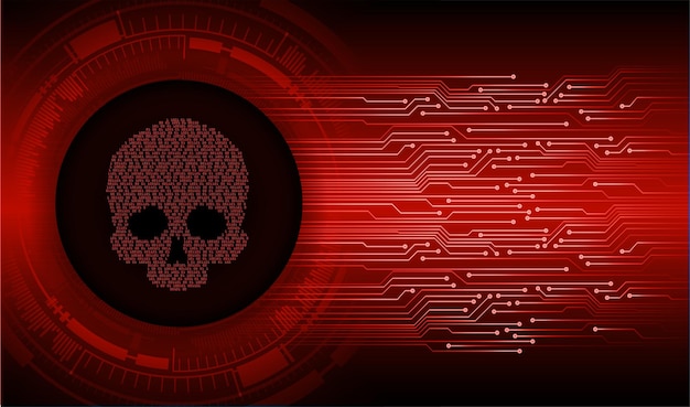 Cyber hacker attack background skull vector