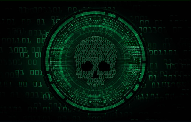 Vector cyber hacker attack background skull vector