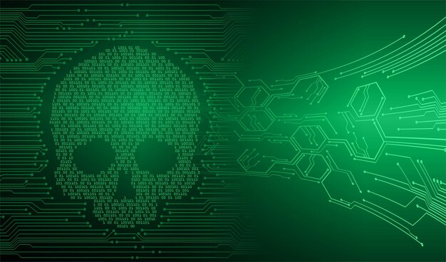 cyber hacker attack background skull vector