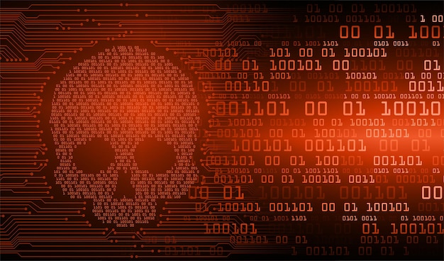 Vector cyber hacker attack background skull vector