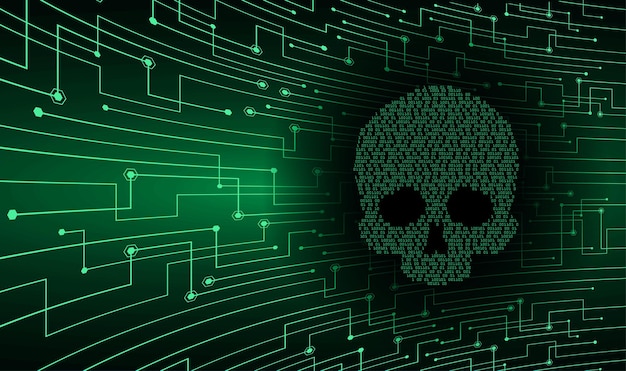 cyber hacker attack background skull vector