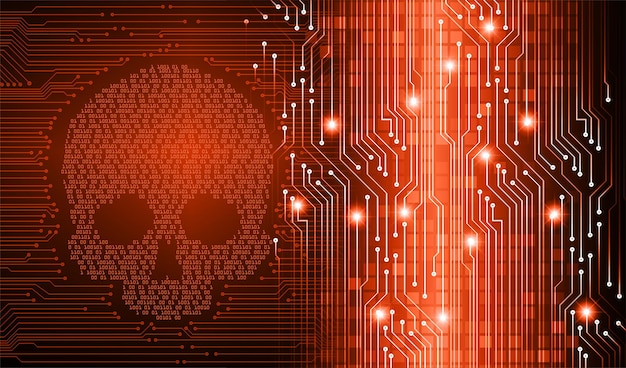 cyber hacker attack background, skull vector