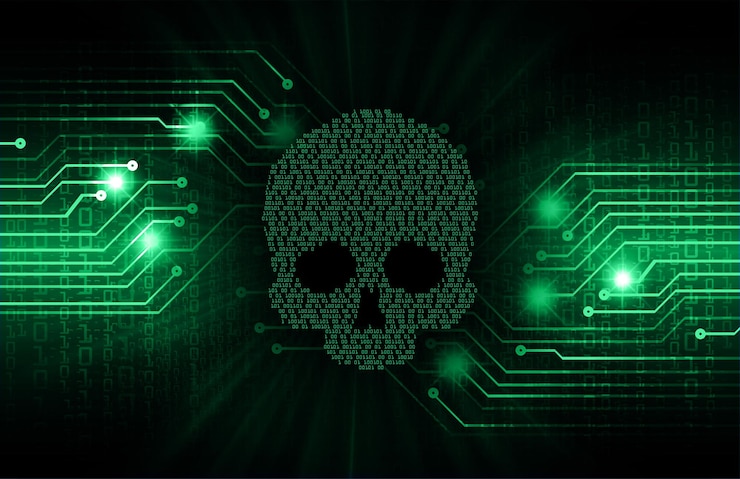Vector サイバーハッカー攻撃の背景頭蓋骨ベクトル